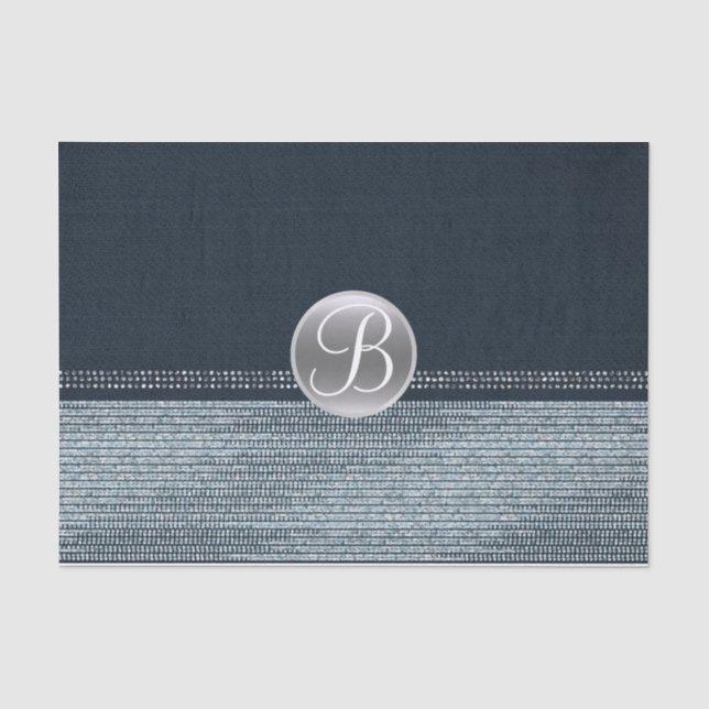 Papier Mousseline Diamants de denim scintillent Glam Monogramme Init (Recto)