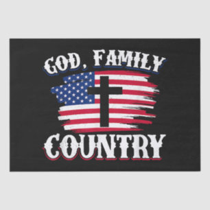 Papier Mousseline Dieu Famille Pays American Drapeau Croix Christian
