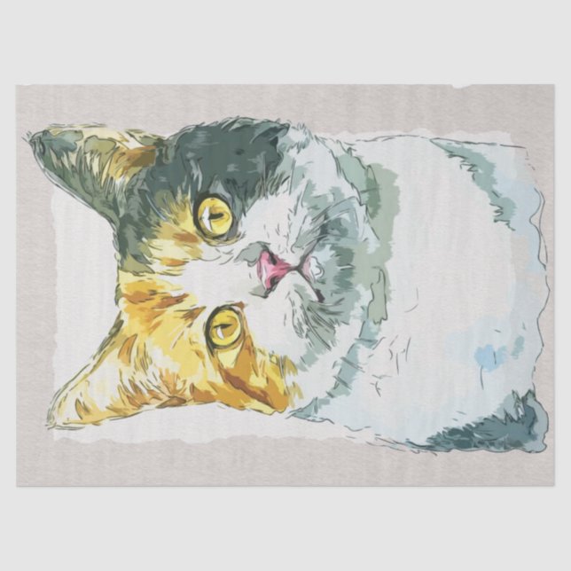 Papier Mousseline Dilute Calico Cat Aquarelle (Recto)