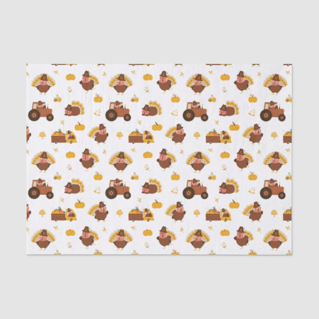 Papier Mousseline Dindes de Thanksgiving (Recto)