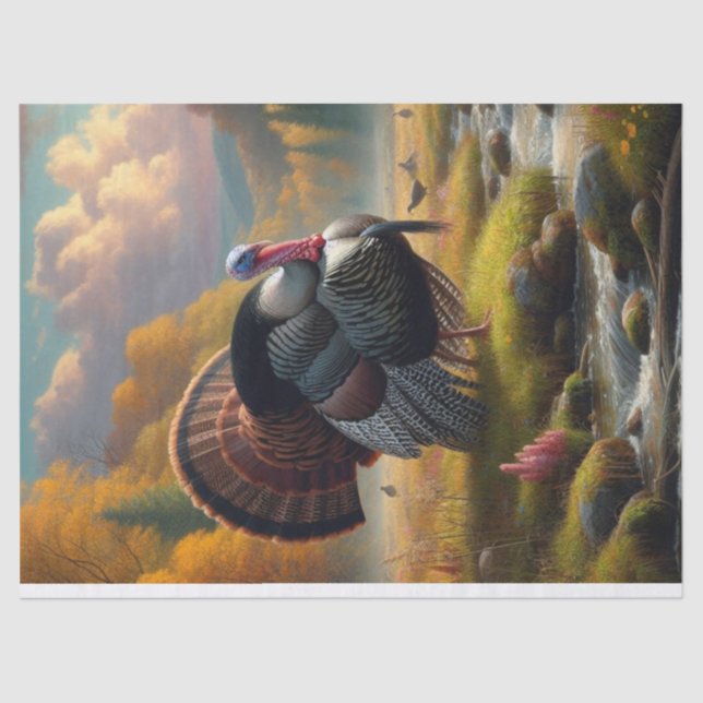 Papier Mousseline Dindon sauvage par peinture de ruisseau  (Recto)