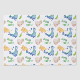 Papier Mousseline Dino Party Cute Dinosaur Anniversaire Nom et âge d