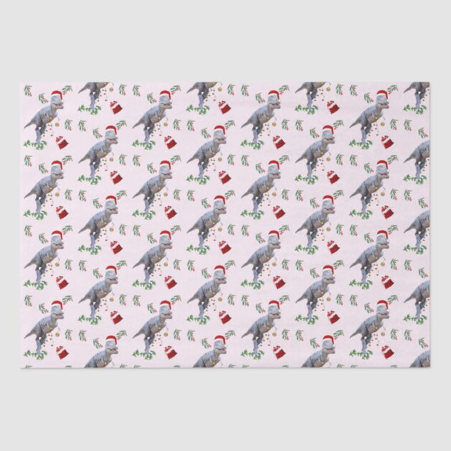 Papier Mousseline Dinosaur Christmas Tissue Paper (Recto)