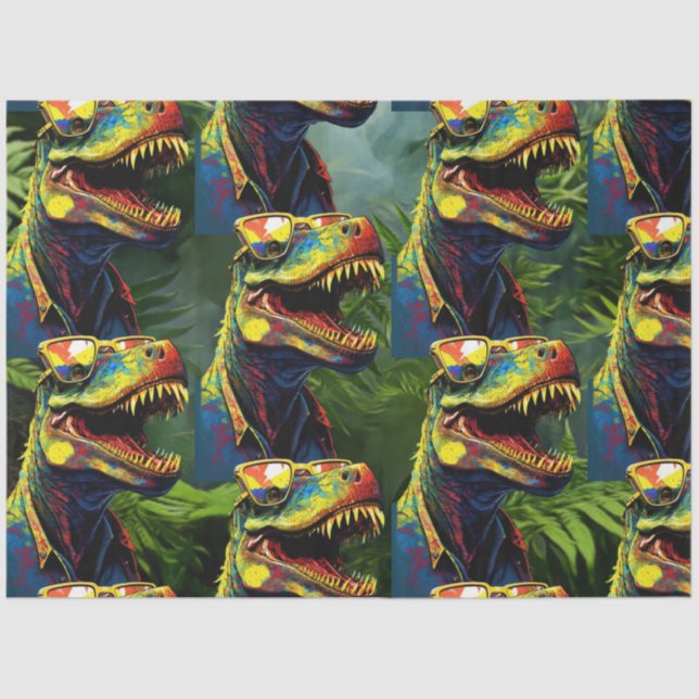 Papier Mousseline Dinosaur Enfants T Rex Jurassique Cool (Recto)
