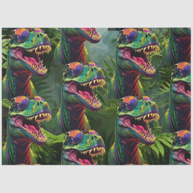 Papier Mousseline Dinosaur Jungle T Rex Jurassique Cool (Recto)