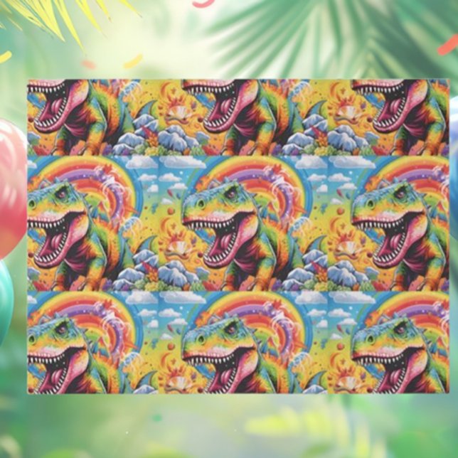 Papier Mousseline dinosaure anniversaire coloré mignon (Cute Dinosaur Birthday Tissue Paper for Fun Celebrations!)