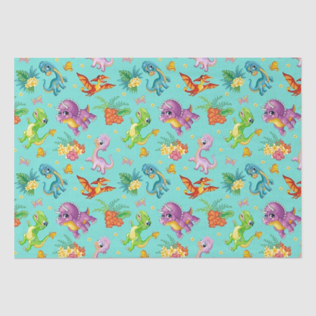 Papier Mousseline Dinosaure joueur   (Recto)