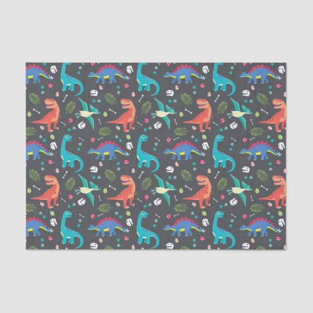 Papier Mousseline Dinosaure Motif sans fil, Dinosaur Patte sans fil (Recto)