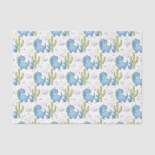 PAPIER MOUSSELINE DINOSAURES BLEU ADORABLES & CACTUS VERT