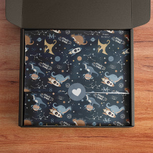 Papier Mousseline Dinosaures mignons en Motif spatial Anniversaire d