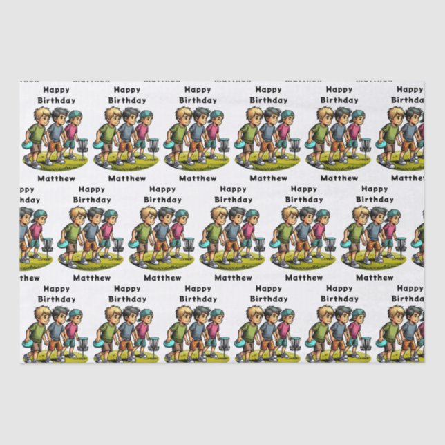 Papier Mousseline Disque personnalisé Golf Boy's Birthday (Recto)