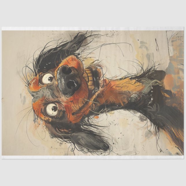 Papier Mousseline Dixie Dachshund Couleur de l'eau HEY You Decoupage (Recto)