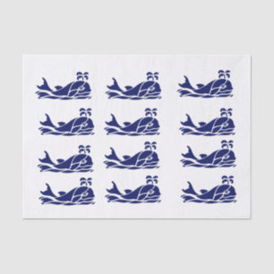 Papier Mousseline DIY Couleur Vintage Silhouette de Baleine Bec Bleu