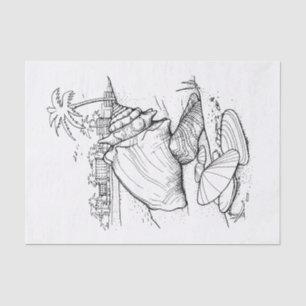 Papier Mousseline do-it-yourself Colour Beach Thème Coques, Palmiers