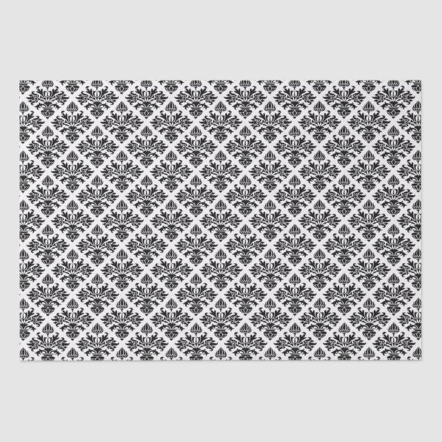 Papier Mousseline do-it-yourself couleur Floral Damask #3 sur Blanc  (Recto)