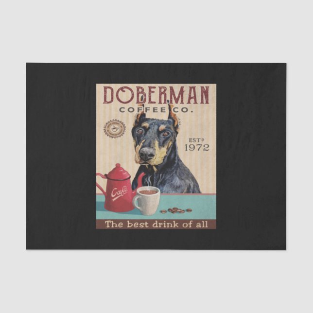 Papier Mousseline Doberman Pinscher Chien Café (Recto)