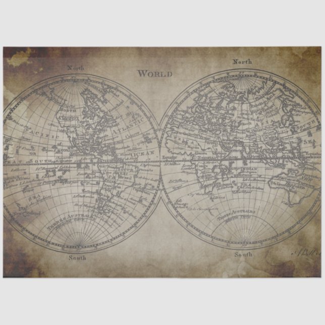 Papier Mousseline Document de découpage de la carte mondiale (Recto)