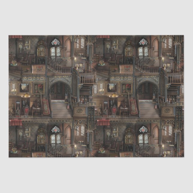 Papier Mousseline Dollshouse victorienne gothique hantée avec poupée (Recto)