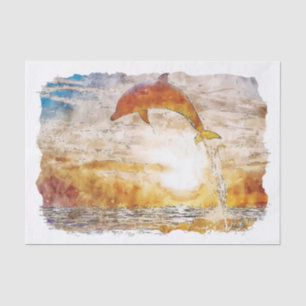 Papier Mousseline Dolphin Florida USA Aquarelle Esquisse Peinture