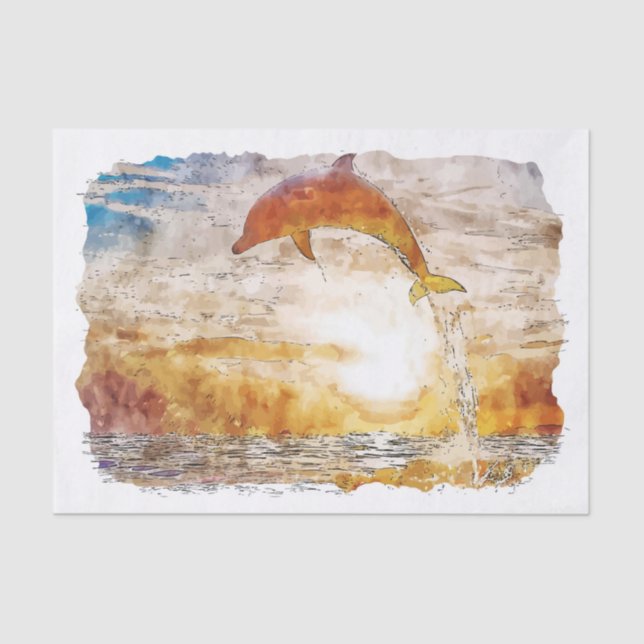 Papier Mousseline Dolphin Florida USA Aquarelle Esquisse Peinture (Recto)
