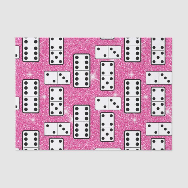 Papier Mousseline Domino Pieces Dominoes Board Game Pink Glitter (Recto)