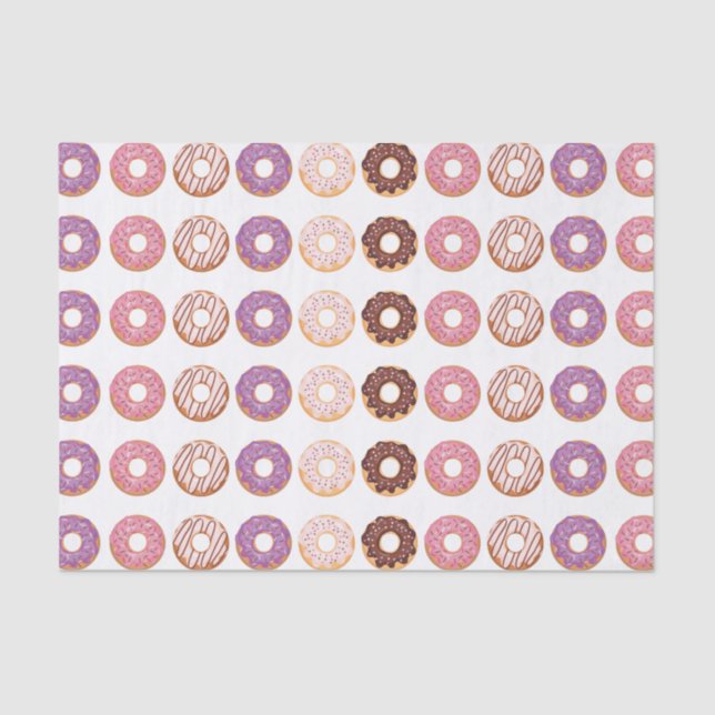 Papier Mousseline Donuts Glacés Roses Avec Saupoudrer Motif Party (Recto)