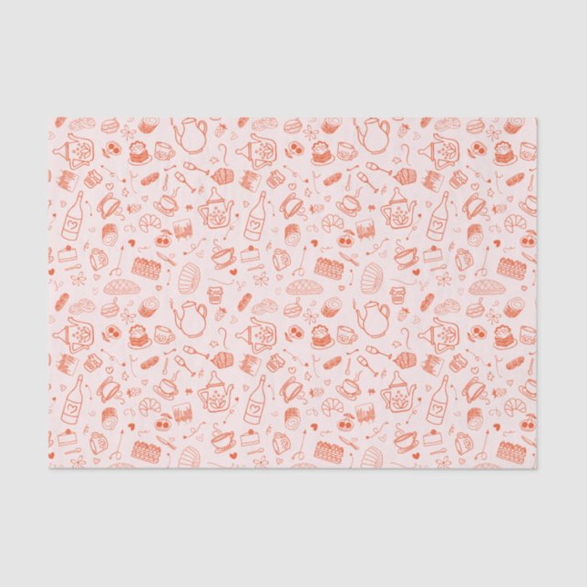 Papier Mousseline Doodé Thé de style Whimsical (Recto)