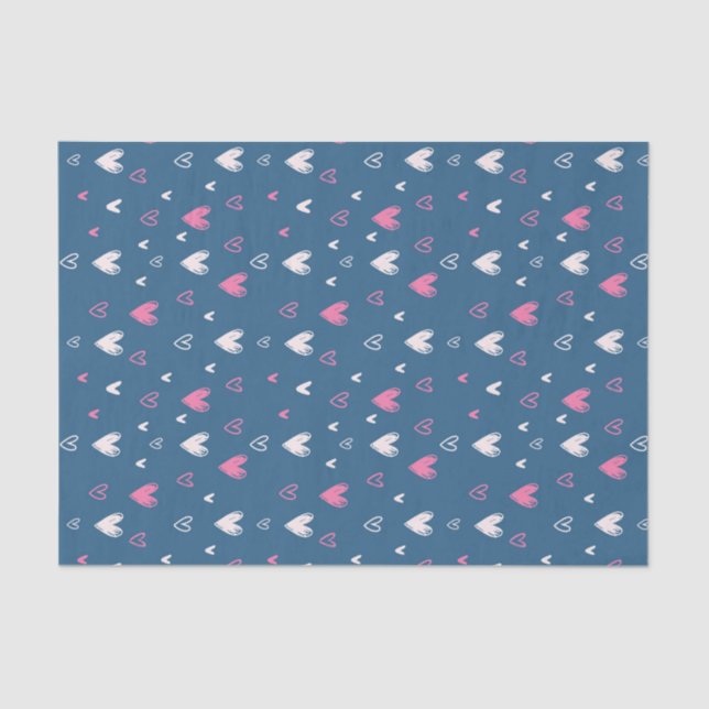 Papier Mousseline Doodle Coeur Rose mignon Croquis Saint-Valentin (Recto)