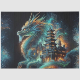 Papier Mousseline Double exposition Dragon chinois & Découpage Templ