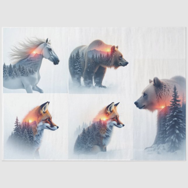 Papier Mousseline Double exposure Wild animal bundle (Recto)