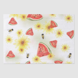 Papier Mousseline Douce ambiance estivale : pastèque, tournesols et
