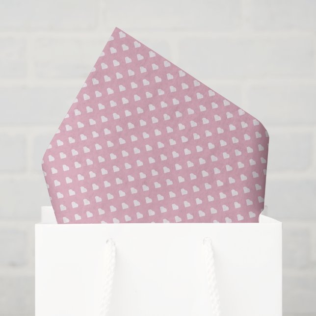 Papier Mousseline Douce Micro Point (Blanc Sur Rose) (Sac cadeau)
