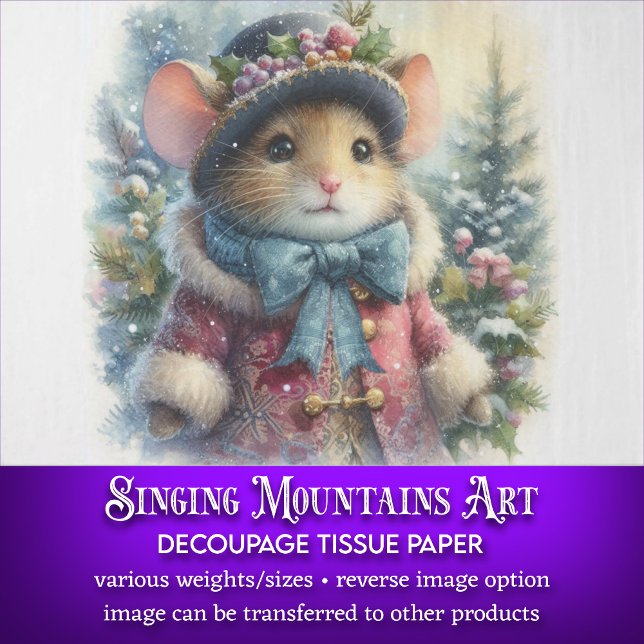 Papier Mousseline Douce Souris de Noël Découpage de Noël Rustique (Créateur téléchargé)
