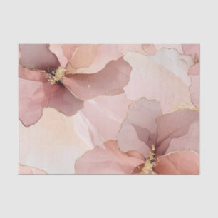 Papier Mousseline Douce Touche Rose Or Floral Fête de Mariage