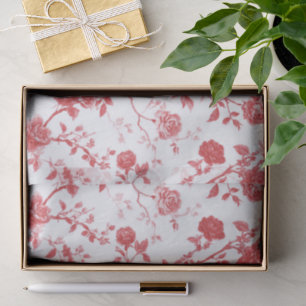 Papier Mousseline Douche de Mariage Florale aux Roses Rouges