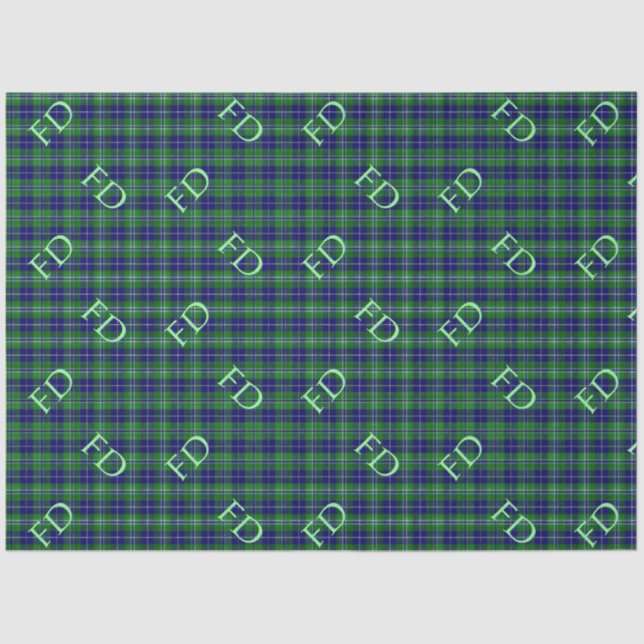 Papier Mousseline Douglas Tartan officiel avec monogramme / initiale (Recto)
