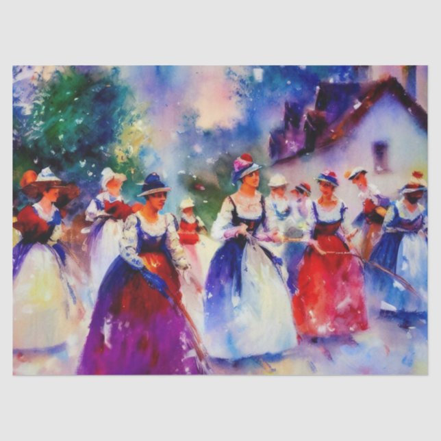 Papier Mousseline Douze Jours de Noël : Milking A-Maids (D), (Recto)