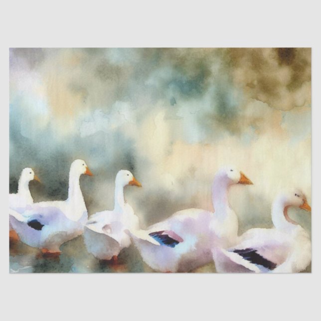 Papier Mousseline Douze jours de Noël : Oies A-Laying, (A), (Recto)