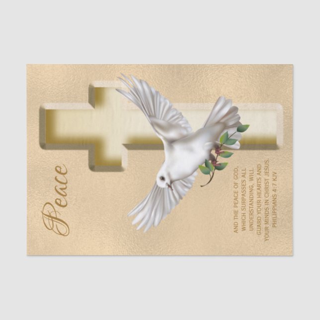 Papier Mousseline Dove de la paix Scripture personnalisée Verse (Recto)
