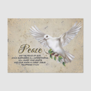 Papier Mousseline Dove de la paix Scripture personnalisée Verse