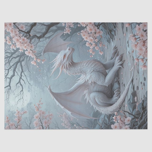 Papier Mousseline dragon blanc au printemps (Recto)