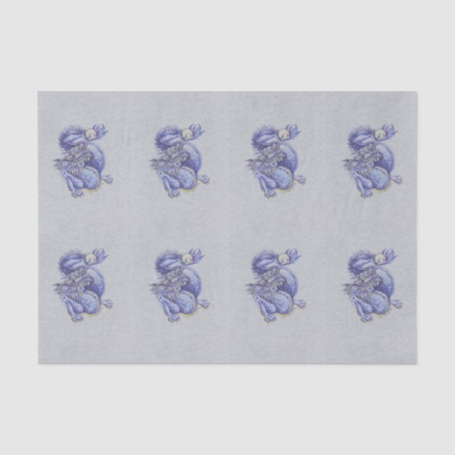 Papier Mousseline Dragon bleu (Recto)