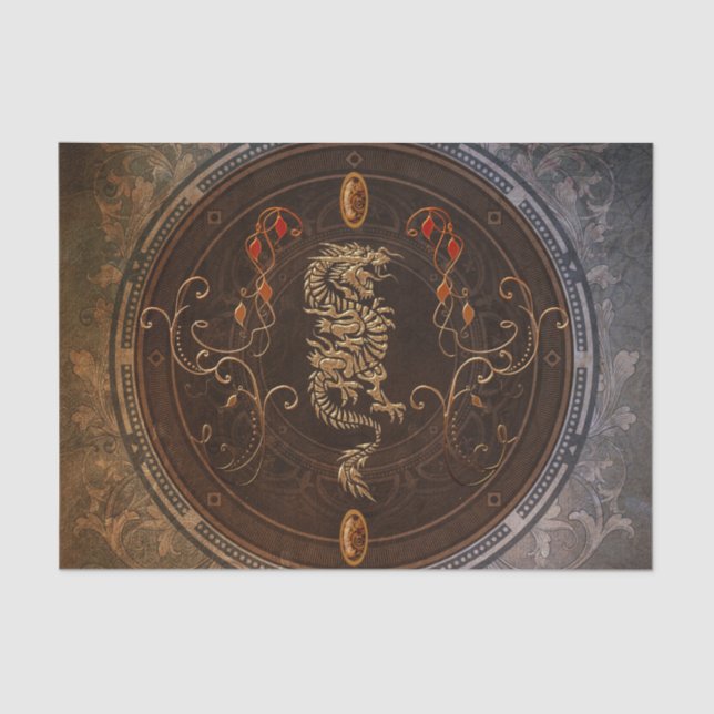 Papier Mousseline Dragon chinois d'or (Recto)