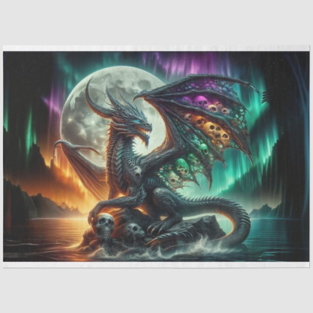 Papier Mousseline Dragon crâne arc-en-ciel (Recto)