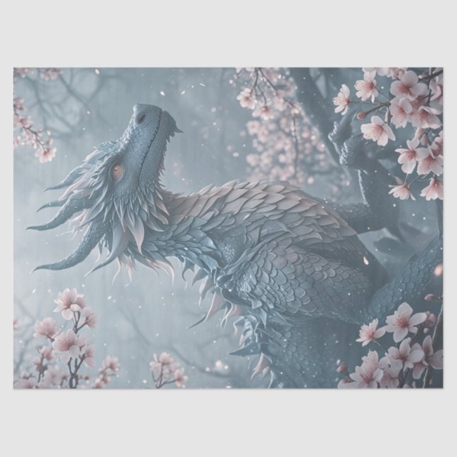 Papier Mousseline Dragon dans le jardin (Recto)