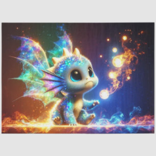Papier Mousseline Dragon de bébé avec ailes et orbes brillantes Déco