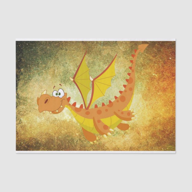 Papier Mousseline Dragon sur une texture orange (Recto)