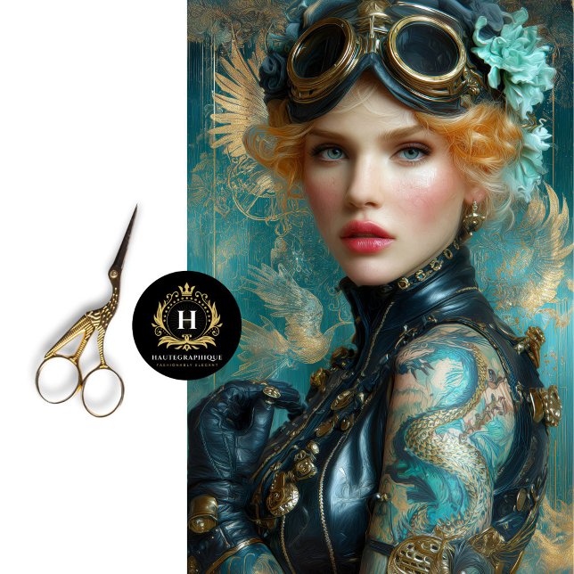 Papier Mousseline Dragon Tattoo Steampunk Girl Decoupage Papier (Créateur téléchargé)