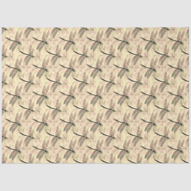 Papier Mousseline Dragonfly Artistic Gold Design Motif Decoupage (Recto)