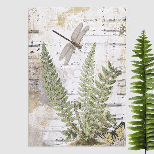 Papier Mousseline Dragonfly Fern Butterfly Music Gold Decoupage Idée
